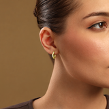 14K Gold Natural Diamond Marquise Flush Wave Huggie Earrings