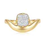 14K Gold 0.7-0.8ct Natural Diamond Cushion Bezel Curved Ring