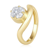 14K Gold 0.7-0.8ct Natural Diamond Cushion Bezel Curved Ring