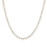 14K Gold 8-11ct Natural Diamond Multi Shape Tennis Necklace