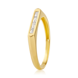 14K Gold 0.1ct Natural Diamond Baguette Flat Top Ring