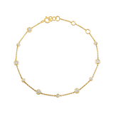 14K Gold 0.4ct Natural Diamond Alternating Bezel Station Bracelet