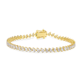 14K Gold 4.8ct Natural Diamond Angled Pear Tennis Bracelet