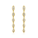 14K Gold 0.4ct Natural Diamond  Marquise Bezel Linear Drop Earrings