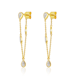 14K Gold 0.7ct Natural Diamond  Pear Stud Marquise Bezel Chain Drop Earrings