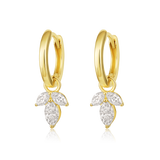 14K Gold 0.5ct Natural Diamond  Marquise Cluster Drop Hoop Earrings