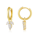14K Gold 0.5ct Natural Diamond  Marquise Cluster Drop Hoop Earrings