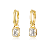 14K Gold 0.7ct Natural Diamond  Emerald Drop Hoop Earrings
