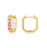 14K Gold 0.6ct Natural Pink Sapphires Double Pink Sapphire Hoop Earrings