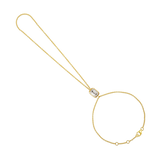 14K Gold 0.6ct Natural Diamond East West Emerald Bezel Hand Chain