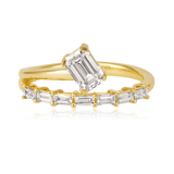 14K Gold 0.7ct Natural Diamond East West Emerald Baguette Wrap Ring
