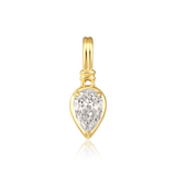 14K Gold 0.3ct Natural Diamond Pear Bezel Pendant Charm