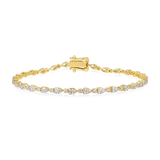 14K Gold 3.1ct Natural Diamond Alternating East West Pear Tennis Bracelet