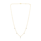 14K Gold 0.6ct Natural Diamond Pear Drop Station Necklace