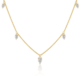 14K Gold 0.6ct Natural Diamond Pear Drop Station Necklace