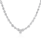 14K Gold 9.5ct Natural Diamond Pear Tennis Necklace