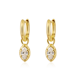 14K Gold 0.4ct Natural Diamond Marquise Spike Bezel Drop Earrings