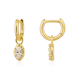14K Gold 0.4ct Natural Diamond Marquise Spike Bezel Drop Earrings