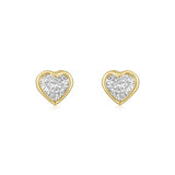 14K Gold Natural Diamond Heart Bezel Stud Earrings