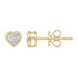 14K Gold Natural Diamond Heart Bezel Stud Earrings