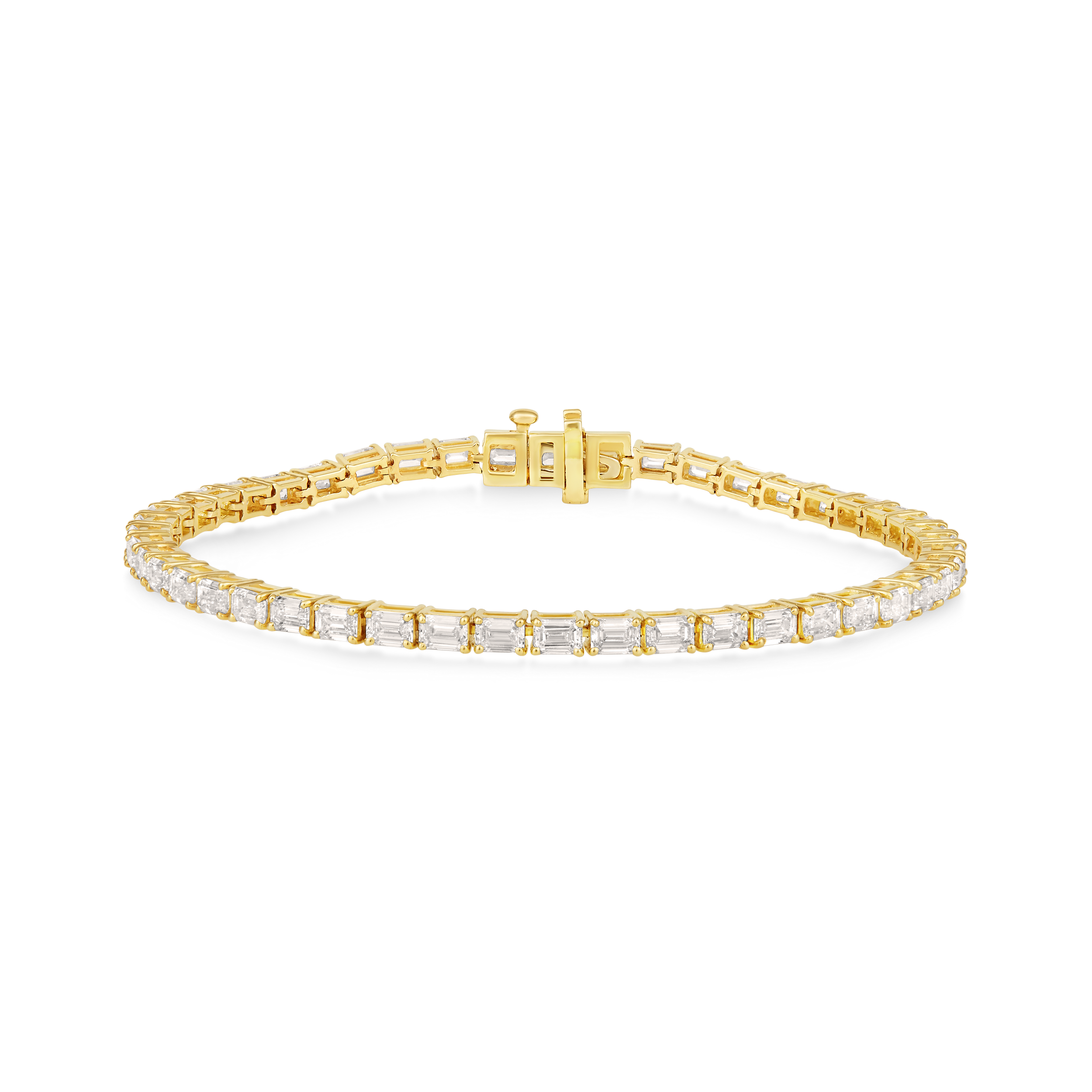 14K Gold 4.6ct Natural Diamond East-West Emerald Tennis Bracelet