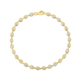 14K Gold 2.7ct Natural Diamond Oval Bezel Illusion Link Chain Bracelet