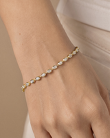 14K Gold 2.7ct Natural Diamond Oval Bezel Illusion Link Chain Bracelet