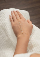 14K Gold 1ct Natural Diamond Rose Cut Multi By Yard Ring Bracelet Hand Chain