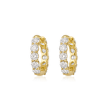 14K Gold 1ct Natural Diamond Inside Out Shared Prong Huggie Earrings