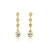 14K Gold 0.4ct Natural Diamond Graduated Bezel Pear Tear Drop Earrings