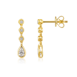 14K Gold 0.4ct Natural Diamond Graduated Bezel Pear Tear Drop Earrings
