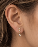 14K Gold 0.4ct Natural Diamond Graduated Bezel Pear Tear Drop Earrings
