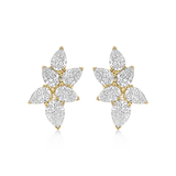 14K Gold 1.4ct Natural Diamond Pear Prong Cluster Stud Earrings
