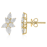 14K Gold 1.4ct Natural Diamond Pear Prong Cluster Stud Earrings