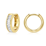 14K Gold 0.5ct Natural Diamond Baguette Channel Huggie Earrings