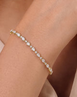 14K Gold 3.1ct Natural Diamond Alternating East West Pear Tennis Bracelet