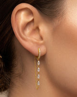 14K Gold 0.9ct Natural Diamond  Marquise Chain Drop Pavé Hoop Earrings