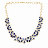14K Gold 35.4ct Natural Diamond w/ Simulated Sapphire Necklace Earrings Set