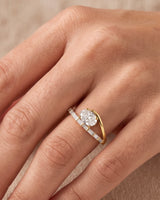 14K Gold 0.5ct Natural Diamond East West Oval Baguette Wrap Ring