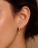 14K Gold 0.3ct Natural Diamond  Marquise Bezel Drop Pavé Hoop Earrings