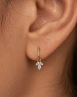 14K Gold 0.5ct Natural Diamond  Marquise Cluster Drop Hoop Earrings