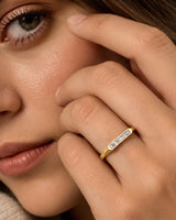 14K Gold 0.1ct Natural Diamond Baguette Flat Top Ring