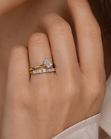 14K Gold 0.7ct Natural Diamond East West Emerald Baguette Wrap Ring