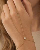 14K Gold 0.6ct Natural Diamond Pear Bezel Hand Chain