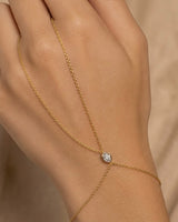 14K Gold 0.4ct Natural Diamond East West Oval Bezel Hand Chain