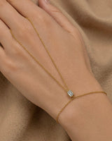 14K Gold 0.6ct Natural Diamond East West Emerald Bezel Hand Chain