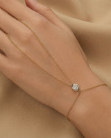 14K Gold 0.4ct Natural Diamond Oval Bezel Hand Chain