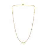 14K Gold 5.9ct Natural Diamond Multi Shape Prong Riviera Line Necklace