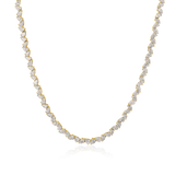 14K Gold 10.4ct Natural Diamond Alternating Pear Angled Tennis Necklace