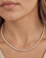 14K Gold 10.4ct Natural Diamond Alternating Pear Angled Tennis Necklace